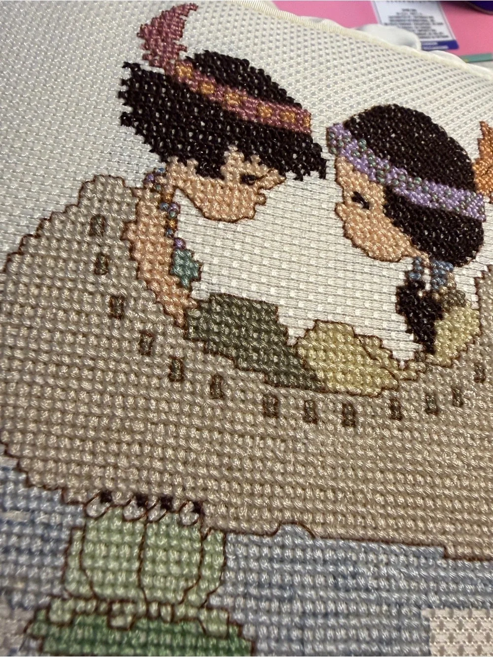 Precious Moments Cross Stitch Pillow 